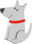 Smiling dog with wagging tail